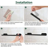 ชุดอุปกรณ์ห้องน้ำ  กาวตนเอง  สีดำด้าน  ชุดอุปกรณ์ห้องน้ำ  สแตนเลส  ตะขอเสื้อคลุม  ที่ใส่กระดาษชำระ  ฮาร์ดแวร์ 5