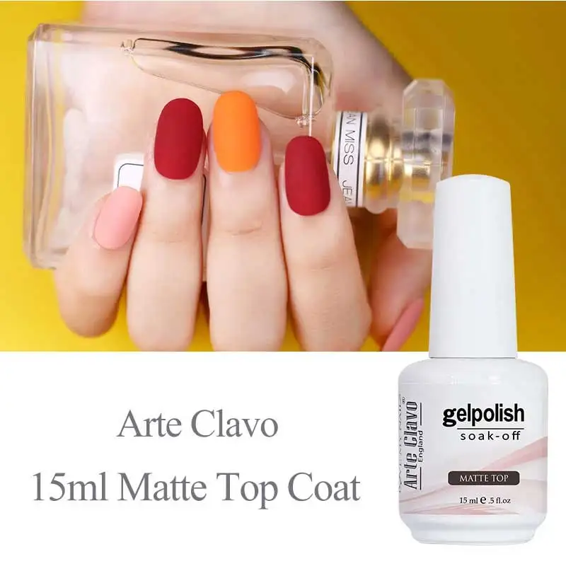 Arte Clavo 15ml Matt Top Coat Base Coat Soak Off Nail Art Maincure Nail Paint Semi Permanent