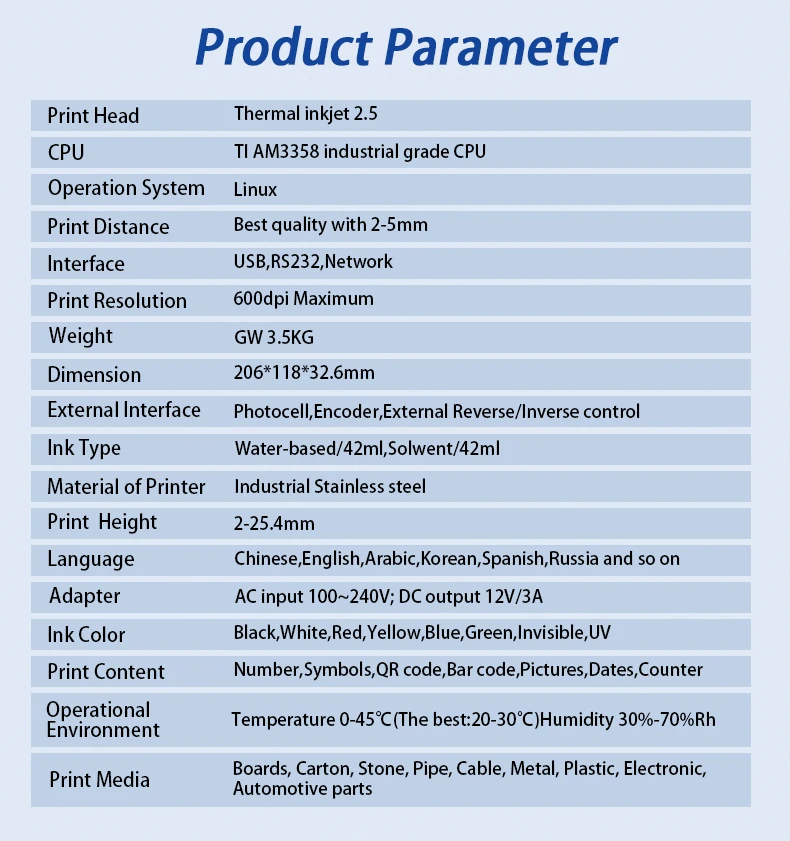 DC190T Automatic Online Thermal Inkjet Printer Industrial TIJ Printer Batch Numb