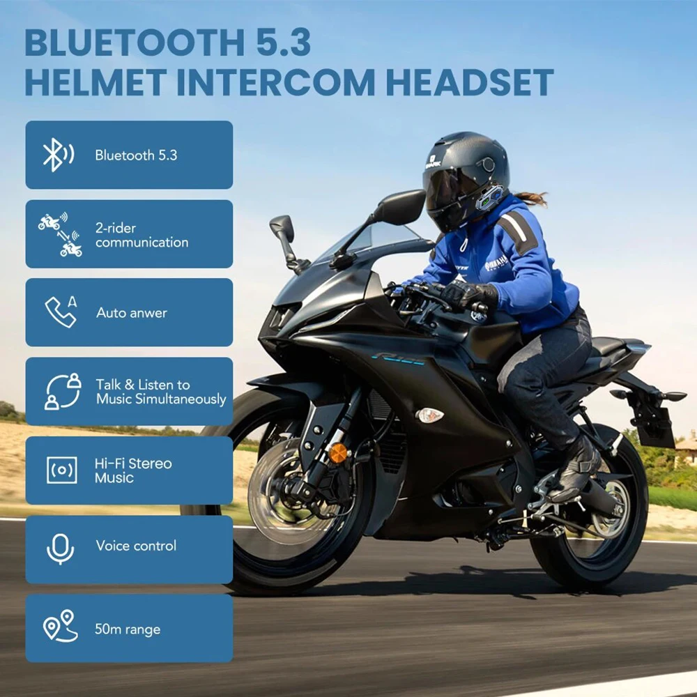 C8 Pro Motorcycle Helmet Intercom Bluetooth Waterproof