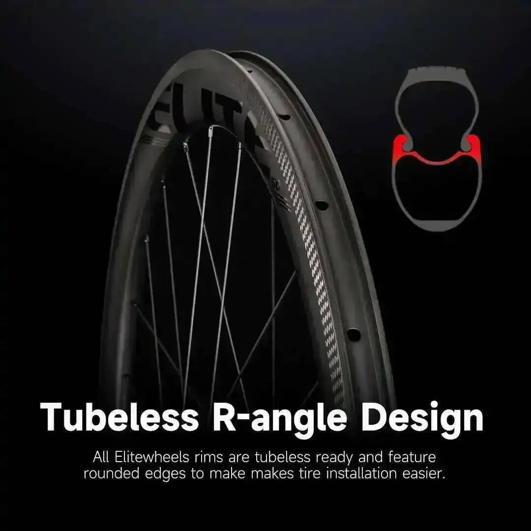 ELITEWHEELS Super Light R13 Road Carbon Wheelset  For racing wheelsets 50 60mm Depth  Tubeless