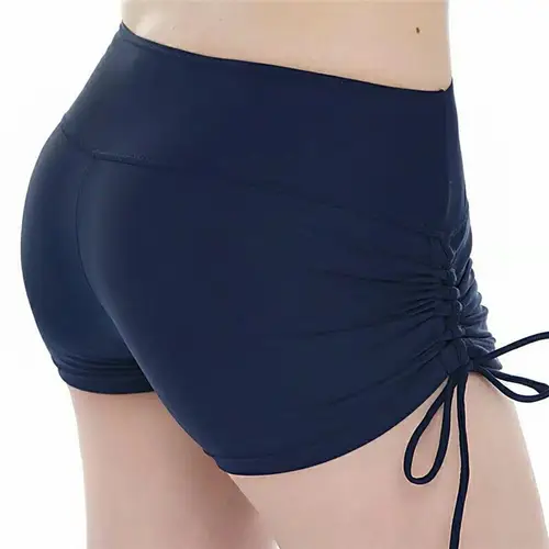 여성 미니 안전 바지 수영 반바지 솔리드 컬러 탄성 Drawstring 복서 중반 허리 여성 기본 안전 바지 입욕 Boyshorts 2