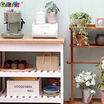 1:12 Dollhouse Miniature Woven Basket Food Storage Picnic Basket Model Home Decor Toy Doll House Accessories 2