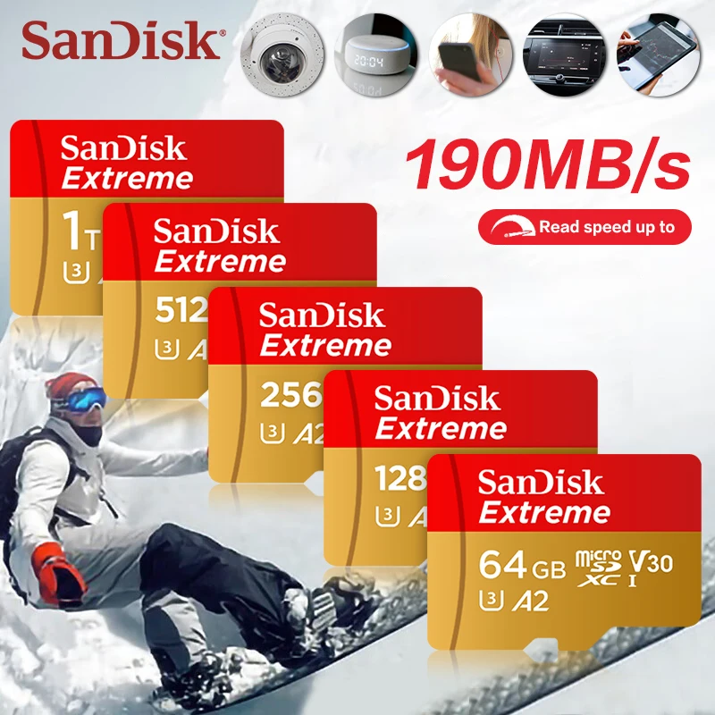 SanDisk Extreme microSDXC UHS-l High speed memory Card 190MB/s 32G A1 ...