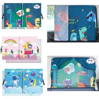 Magnetic Car Side Window Sunshade – Double-Layer Cartoon Curtain for Kids 1