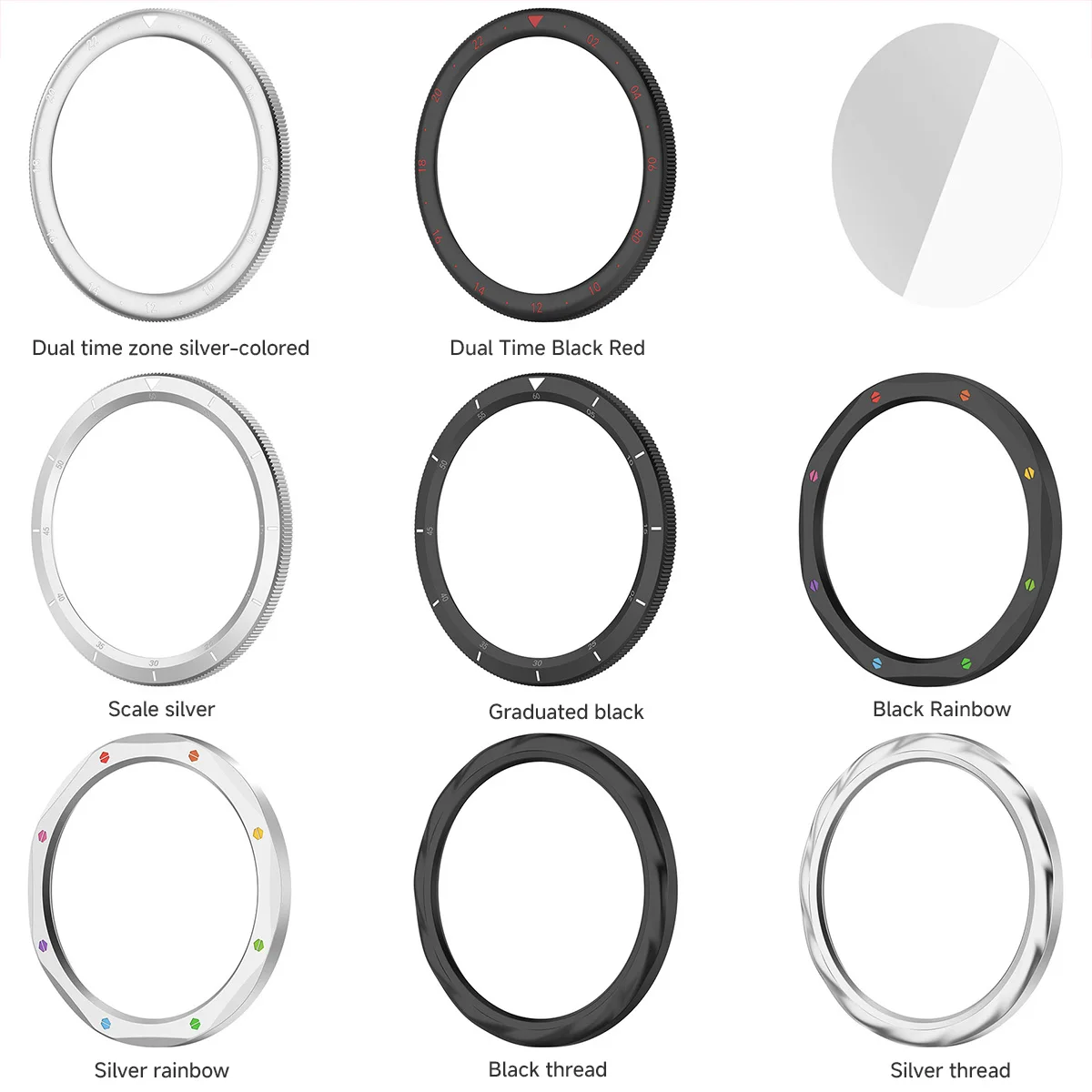 Sleek Metal Bezel Ring with Tempered Glass Protective Film