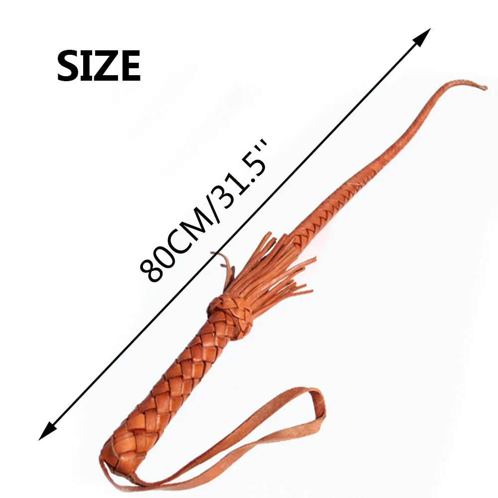 80 Cm 훈련용 개 소가죽 채찍 손으로 만든 꼰 승마 채찍 승마 저먼 셰퍼드 채찍 훈련용 개 암소 채찍