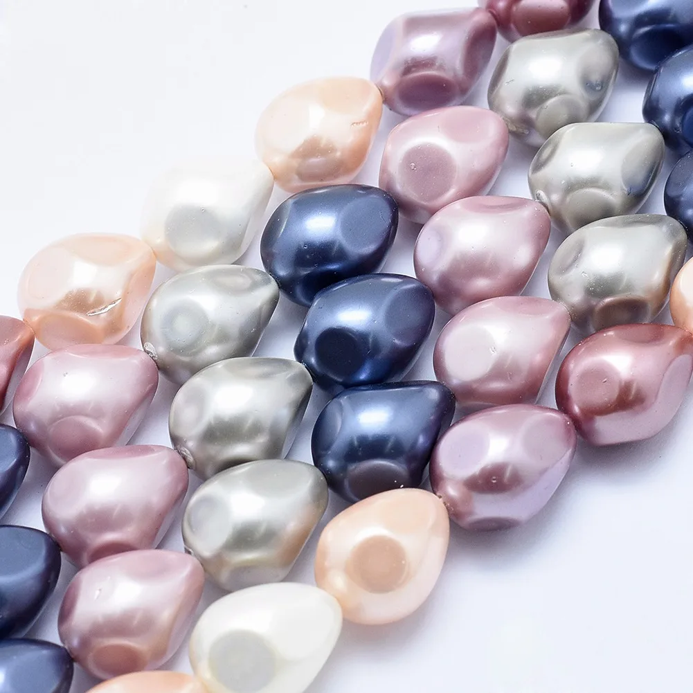

2 Strands Electroplate Shell Pearl Beads Faceted Teardrop Mixed Color Loose Spacer Beads 18x13~14mm For Necklace Jewelry Making