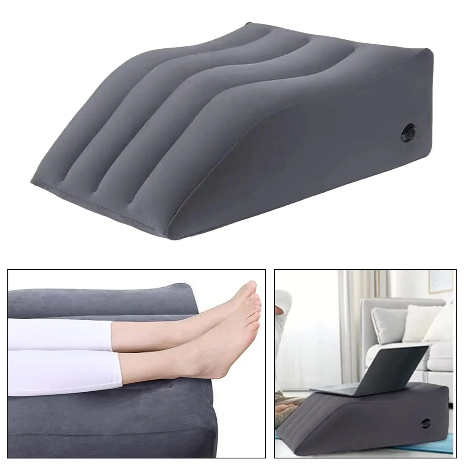 Portable Wedge Pillow Feet Pillow Easy to Blow Lower Back Leg Pillow for Travel Sleeping Car Camping Reading