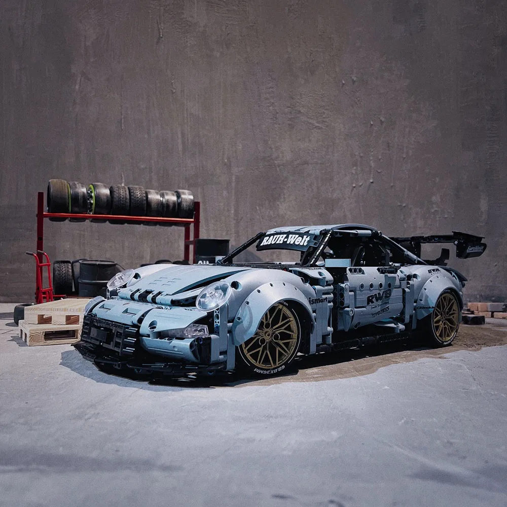 

Assembling Building Block 911 Blue Remote Control Sports Car Classic Set Adult Display Model Children Puzzle Gift Souvenir