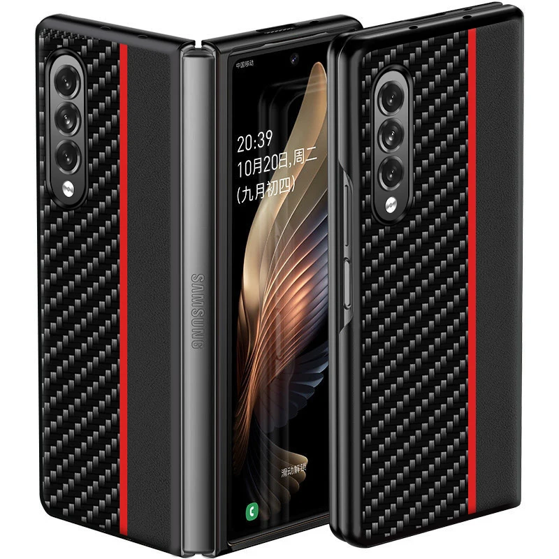 

New Genuine Aramid Fiber Carbon For Samsung Galaxy Z Fold 3 Full Protective For Galaxy Fold 3 Fold3 Shockproof CASE Cover