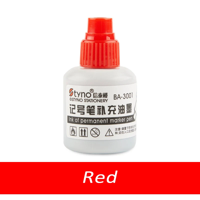 Permanent Marker Pen Refill Ink Oil-base Black Blue Red Capacity 20 ml for Plastic Wood Metal Leather Glass