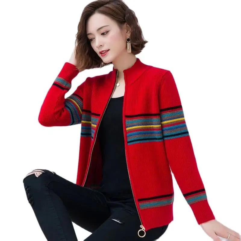 

Elderly Women's Sweater Knit Cardigan Jacket 2022 Fall New Long Sleeve Grandma Sweater Coat Large Size Cardigans Feminine
