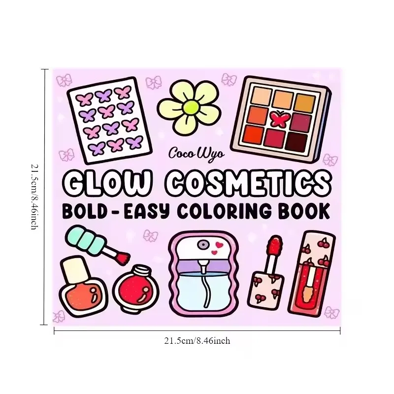 Glow Cosmetics Bold & Easy Coloring Book for Adult and Teen Makeup Theme Graffiti Painting Book for Friends Holiday Perfect Gift 3