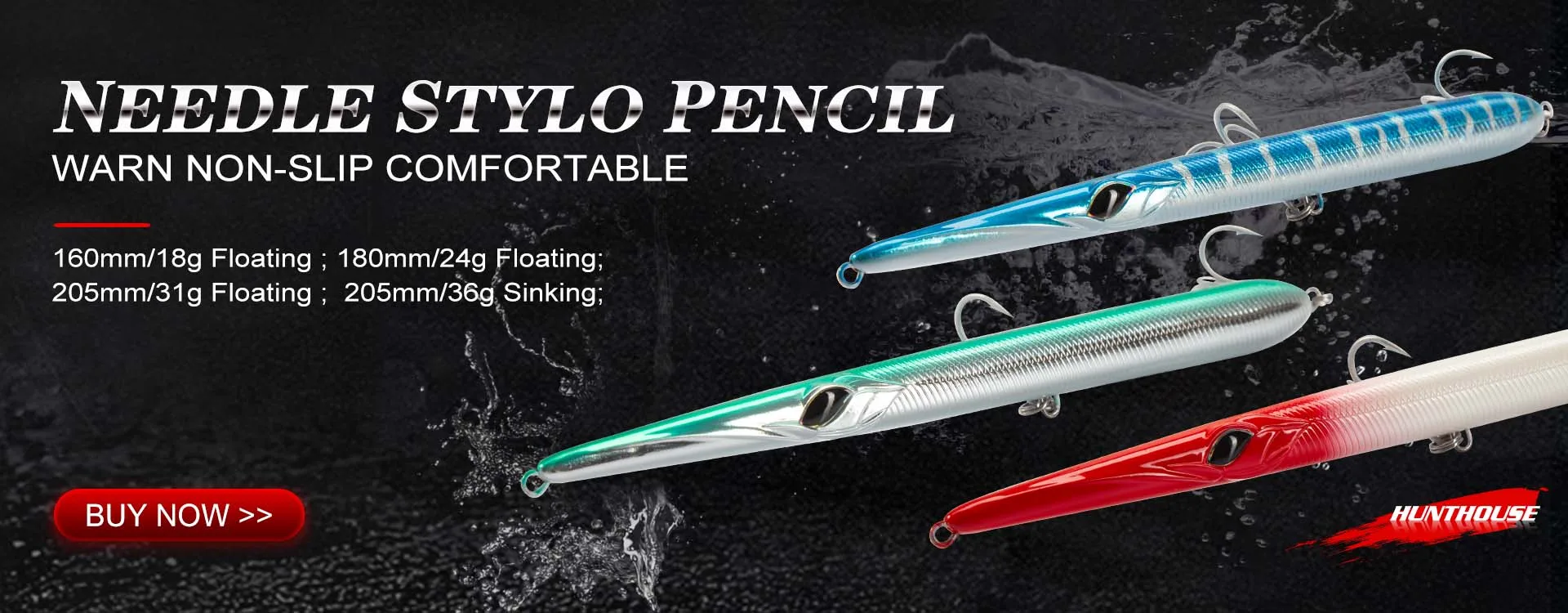 Hunthouse Jerkbait Muskies Pencil Angelköder Langsam sinkender Wobbler 90mm 120mm Hartköder Salzwasser für Hecht Seebarsch Fischerei-Ausrüstung – Detail 1