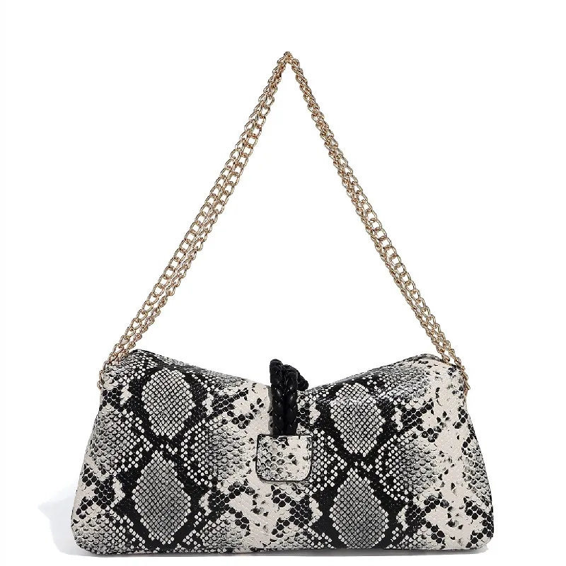 Designer Purses and Handbags Envelope Evening Clutch Crossbody Bag Vegan Leather Serpentine Pattern Shoulder Bag for Women