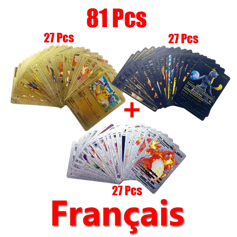 Pokemon Cards 81-36Pcs German Spanish French English Vmax GX Energy Card Pikachu Rare Collection Battle Trainer Boys Gifts Toys pokemon cards