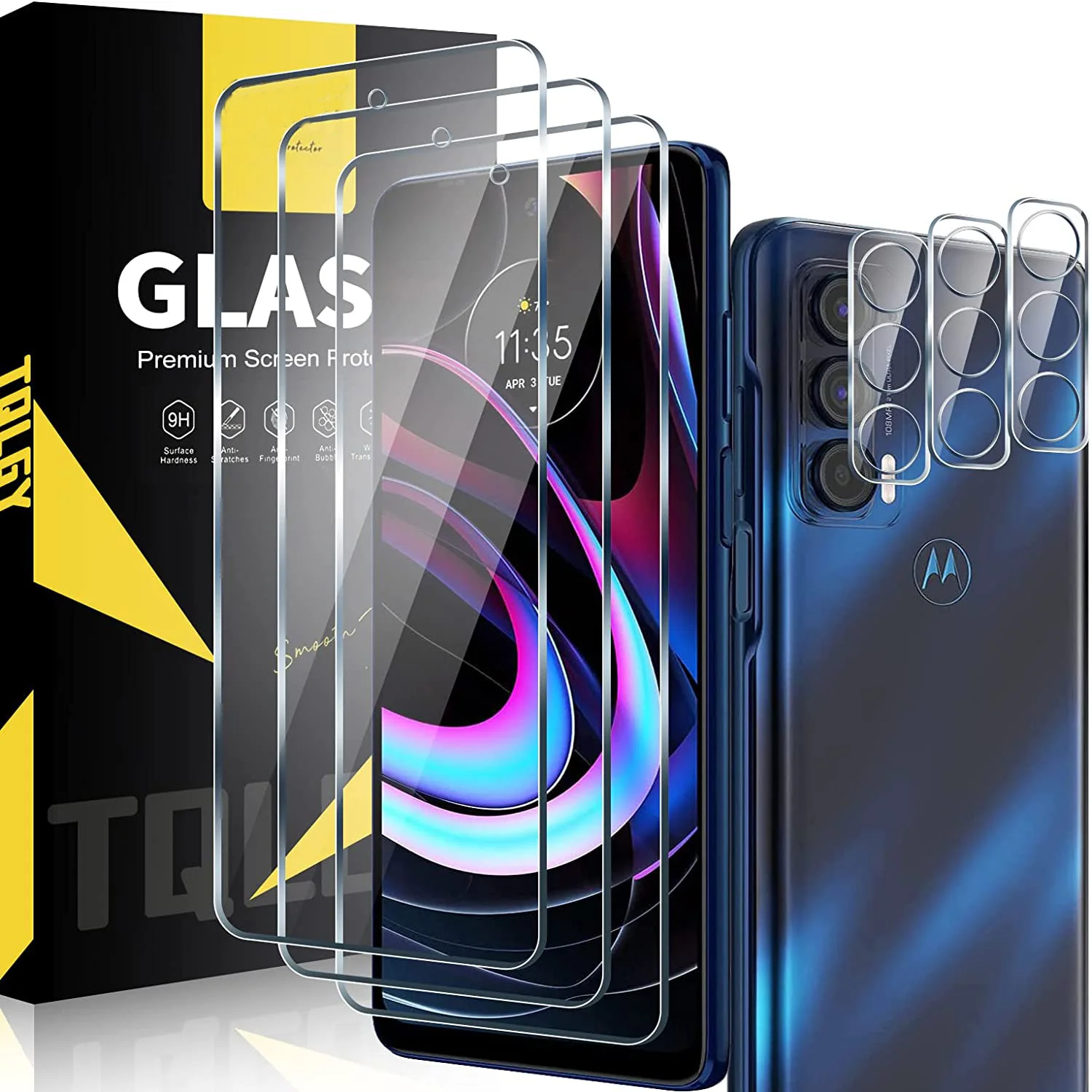 

[3 Pack] Lens Protector+[3 Pack] 9H Hardness Anti-Scratch Screen Protector Tempered Glass For Moto Edge 2021 / Moto Edge 5G UW
