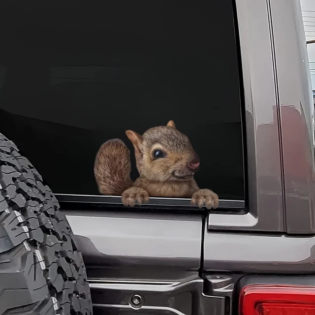 3D Squirrel Decal for Car Windows, Cute Squirrel Welcome Sticker, Vinyl Cutout Funny Animal Decal, High-Quality PVC, Gift