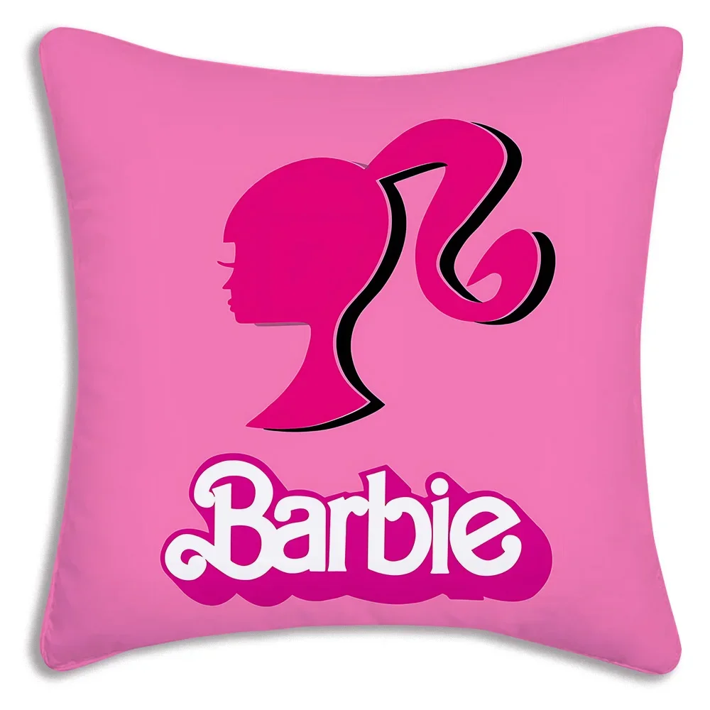 Fashion Doll B-Barbies Pillow Covers Cartoon Sofa Decorative Home Double-sided Printing Short Plush Cute Cushion Cover