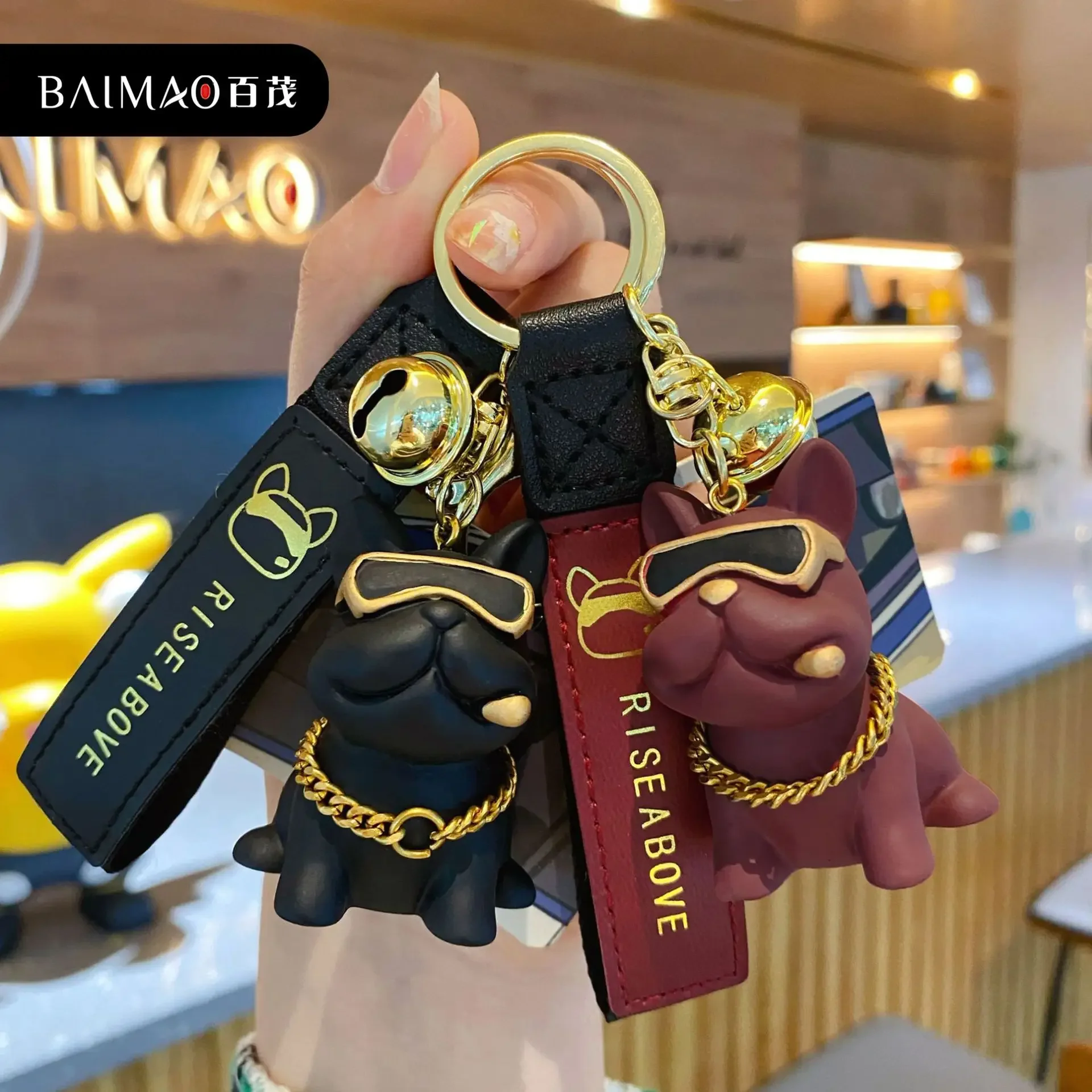 

5cm Cute Kawaii Handsome Unisex Bulldog Resin Doll Keychain Bag Key Ring Pendant Accessories Children's Toys Birthday Gifts