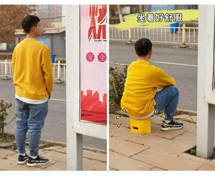 Description Picture 6 of itemBrief Space-saving Bright-colored Simple Design Collapsible Portable Stool for Camping Storage Stool Storage Stool Folding Chair
