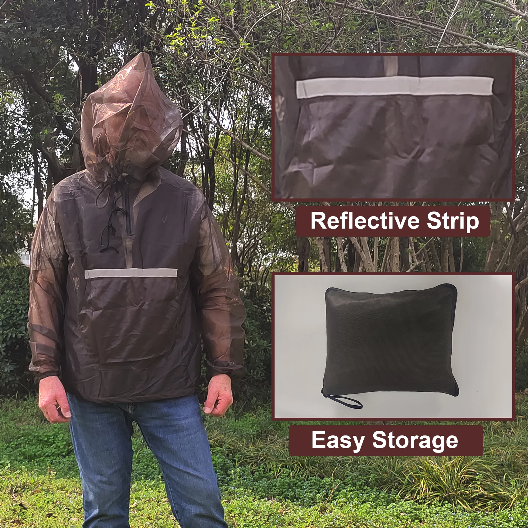 Fly Fishing Clothes Anti-mosquito Jacket Outdoor Ultralight 2000 Mesh Hooded Bug Jacket Net Protective Shirt Insect Shield Camping Fishing