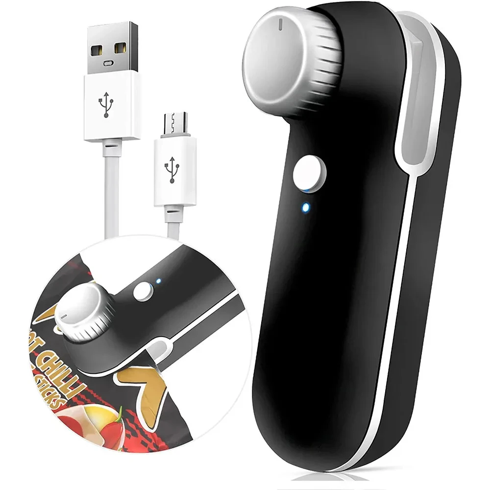 Mini Heat Sealer Rechargeable 2 In 1 Plastic Package Snack Sealer Clip Bag Handheld Heat Plastic Bag USB