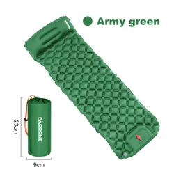 Ultralight Inflatable Sleeping Pad with Built-in Pillow and Pump for Outdoor Camping and Hiking (Army green)