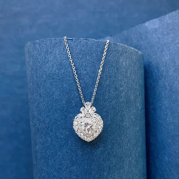 Heart Cut Lab Grown Diamond Pendant Necklace 0.5ct Main Stone DEF VS-VVS Platnum 950 Diamond Wedding Necklace For Women NO IGI 4