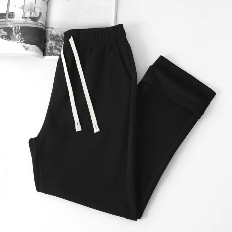 Spring Autumn KPOP Fashion Style Harajuku Slim Fit Trousers Loose Sport All Match Casual Pants Pockets High Waist Sweatpants