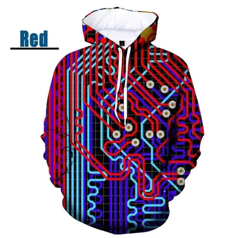 thumbnail image 1 of Sudadera con capucha para hombre y mujer, con estampado completo de circuito, cuello redondo, informal, de talla grande, para otoño e invierno, 1 of 4