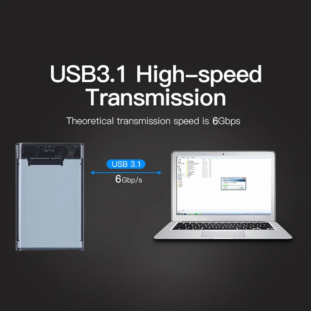 2.5 ġ  HDD ̽ SATA-USB3.1 ϵ ̺ Ŭ 6Gbps USB3.0-Type-C SATA HDD SSD Ʈ  ϵ ̺ ̽