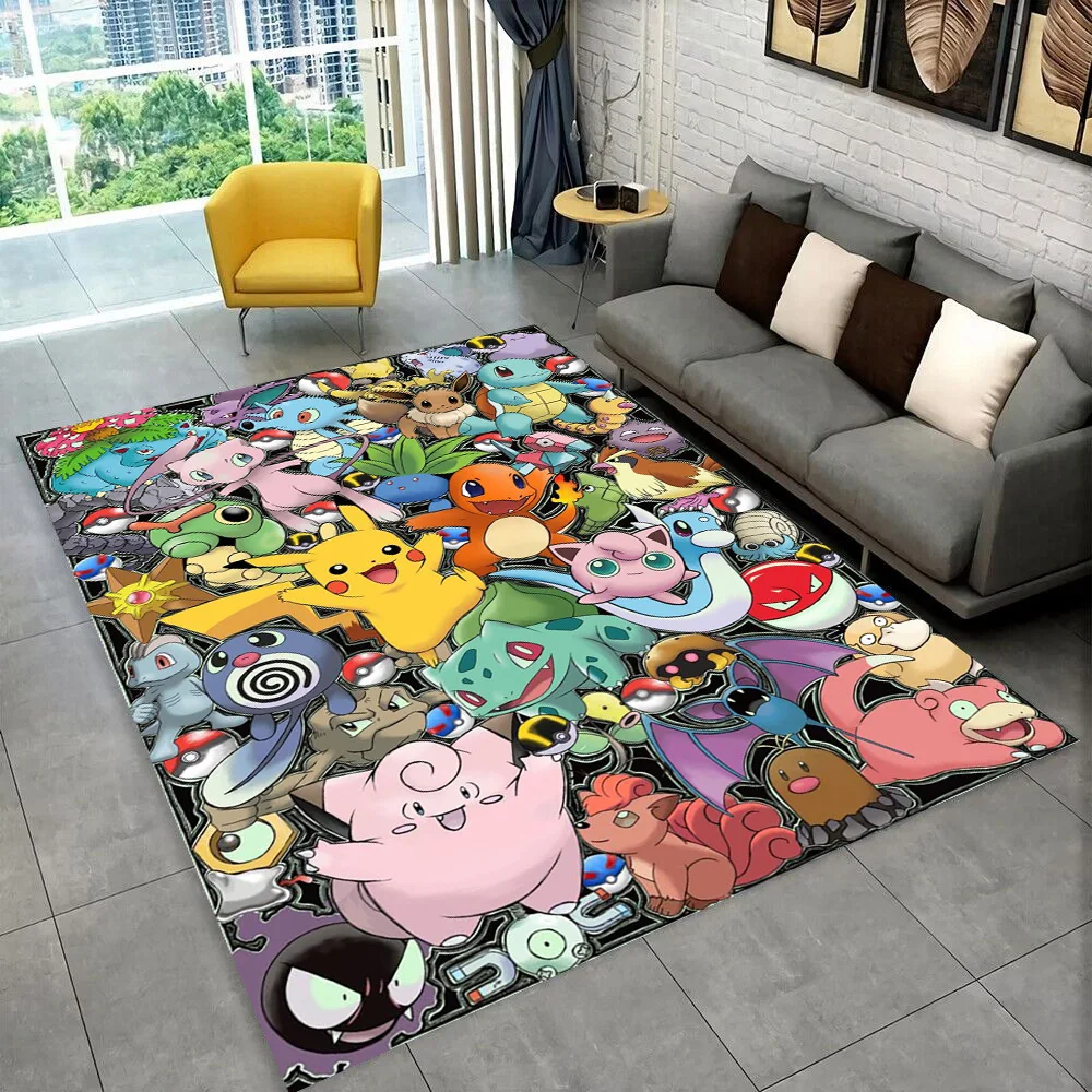 Pokemon Pikachu Cartoon Gift Carpet Rug Bedroom Living Room Home Sofa Decoration Children Game Floor Mat