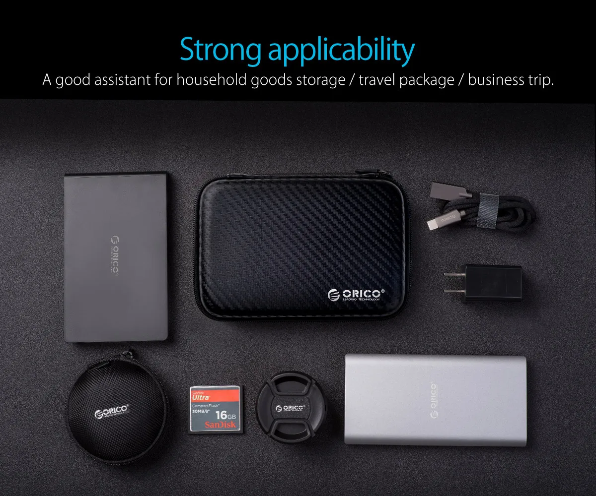 2.5 Hard Disk Case HDD Protection Storage Bag for External 2.5 inch Hard Drive/Earphone/Pen drive Cable TF SD Case ORICO Black