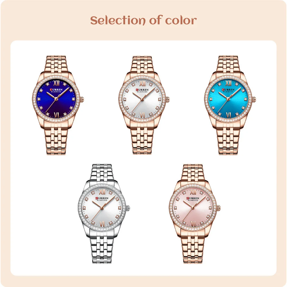 Light Luxury Quartz Watch Women\'s Simple And Ultra Thin Stainless Steel Luxury Shiny Rhinestone Dial Women\'s Watch 9086
