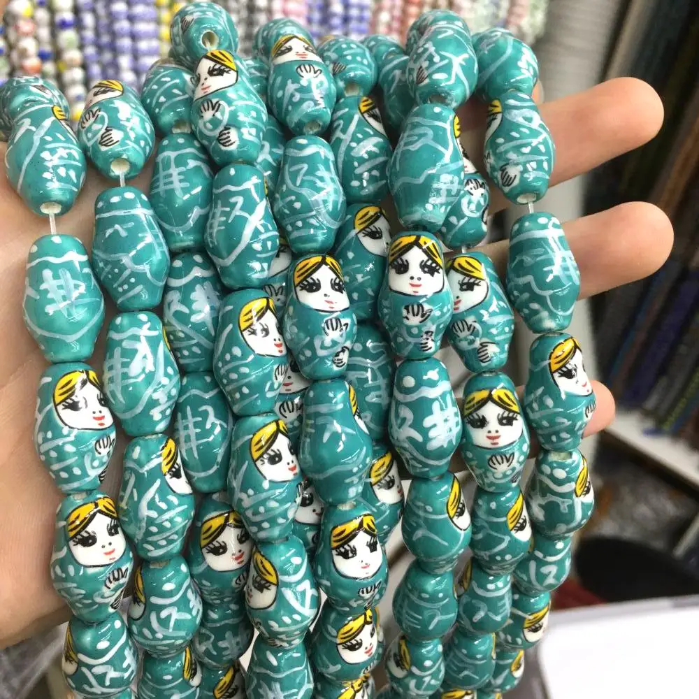 Glass Multicolor Doll Bead Cute Lampwork Flower Porcelain Loose Beads For Jewelry Making DIY Bracelet Necklace Accessroeis