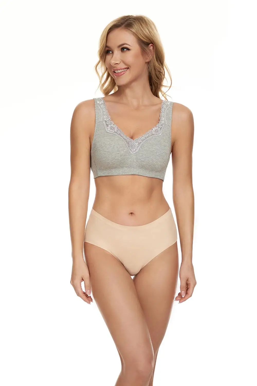 Sheroine Women's Floral Lace Cotton Bra Plus Size Wire-Free Non-Foam Comfort Wide Straps Full Coverage Sleep Underswear