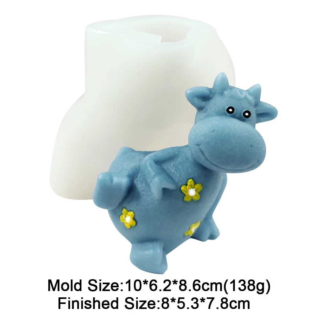 Nette Cartoon Kalb Silikon Form Rinder Modell Tier Stile DIY Gips Dekorieren Werkzeuge Kerze Form Handwerk Haushalts Artikel – Detail 8