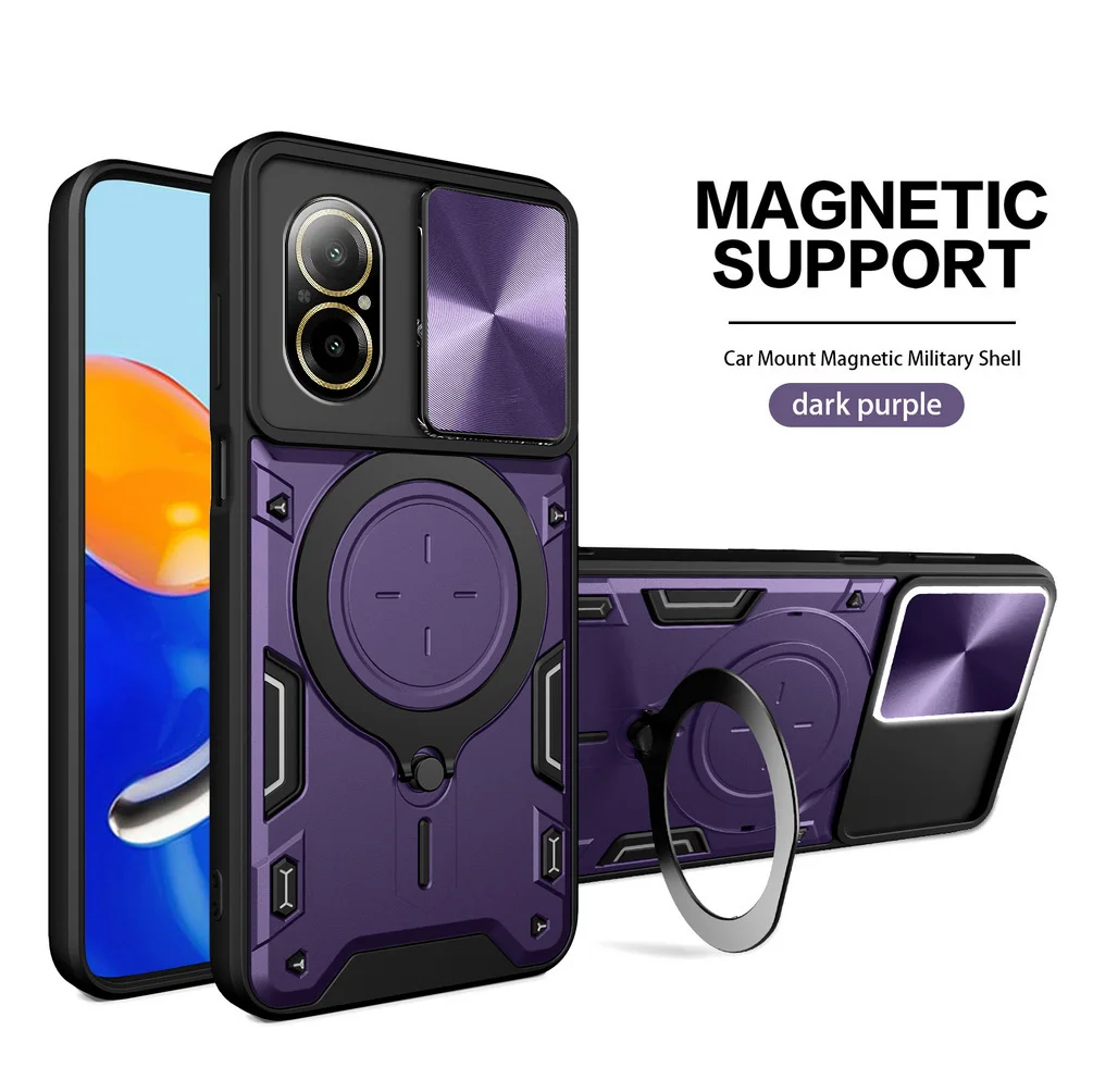 Sleek Metal Ring Camera Protect Case with Rotating Holder Cover