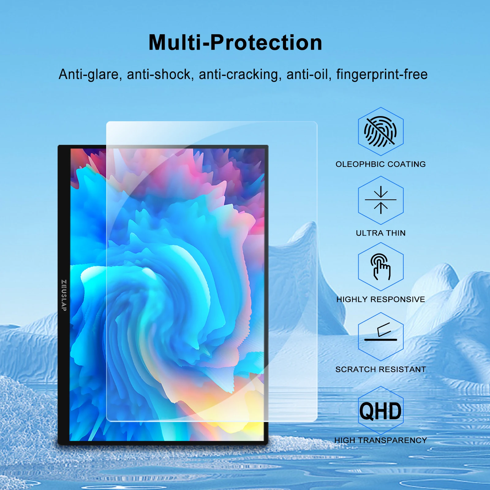 ZEUSLAP 16inch tempered glass screen protector for ZEUSLAP-Z16 Max pro, Z16TV, P16KT full glass covered protection screen film