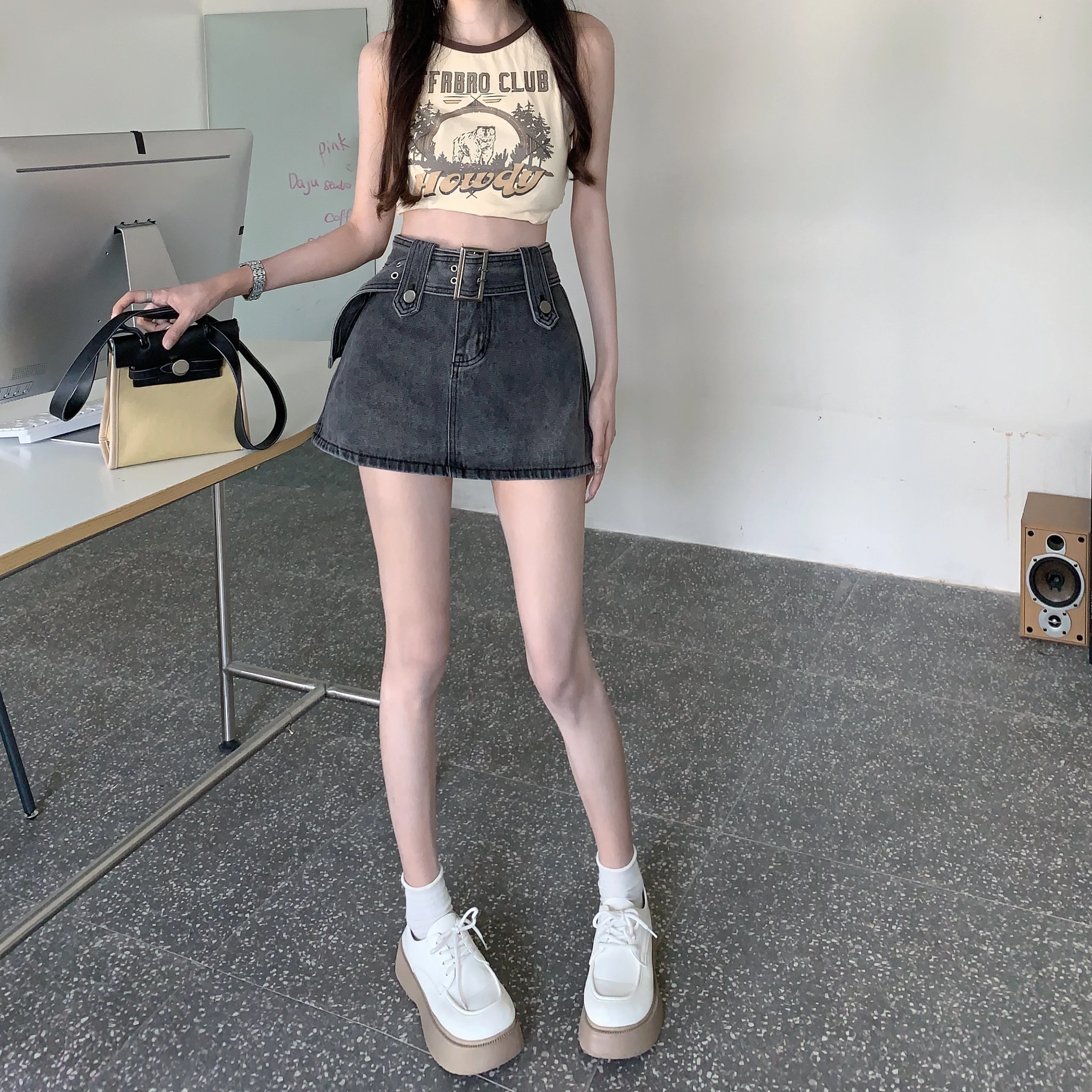 ★韓国人気★BADBLOOD★Denim Mini Skirt ☆韓国人気☆BADBLOOD☆Denim Mini Skirt (BADBLOOD/ミニ