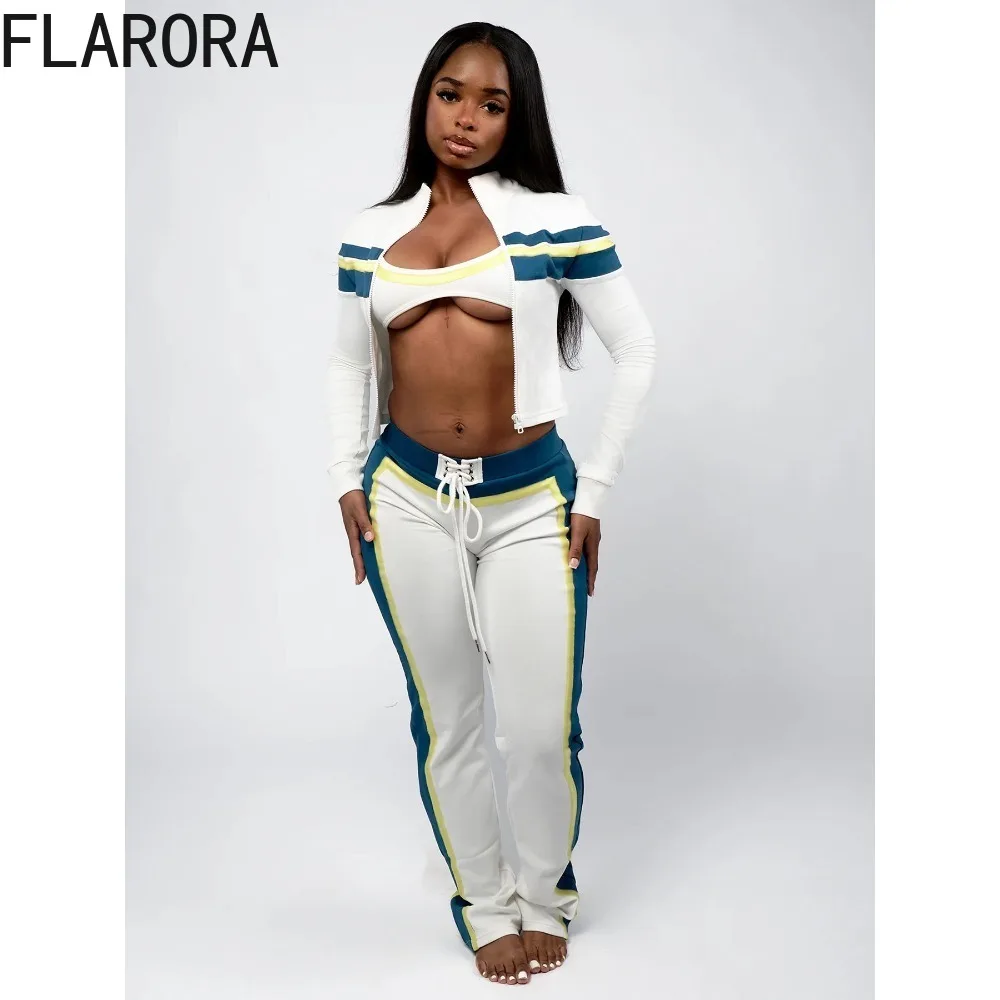 Flarora Patchwork 3‑Piece Autumn Street Tracksuit