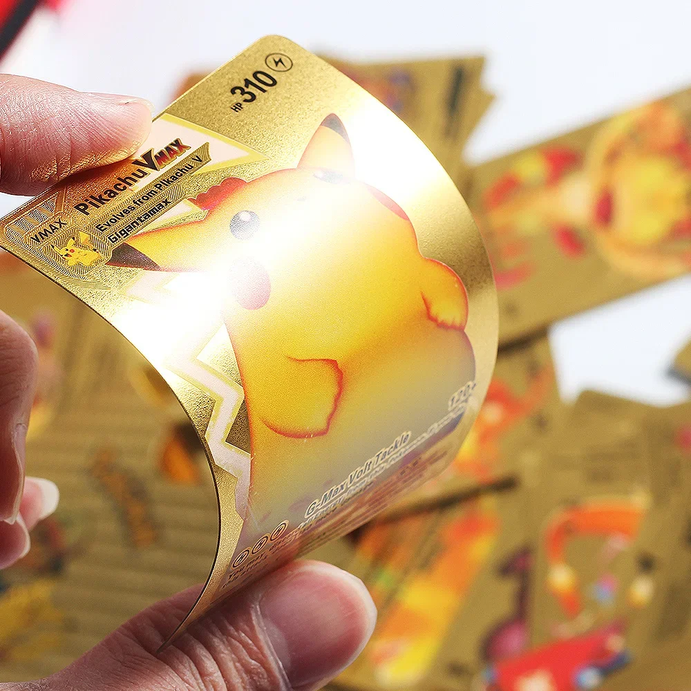 Pokemon Cards 27-110Pcs Pokemon Gold Foil Card VMAX GX English French German Spanish Charizard Pikachu Arceus