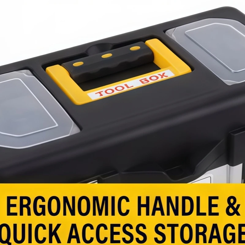 Caja de Herramientas Portátil Resistente de 17 Pulgadas, Caja de Plástico y Acero Inoxidable para el Hogar con Bandeja Extraíble para Electricistas y Automóviles