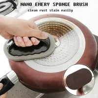 Reusable Emery Magic Sponge Kitchen Pot Brush with Handle Easy Cleaning and Decontamination Washable and Eraser Cleaning