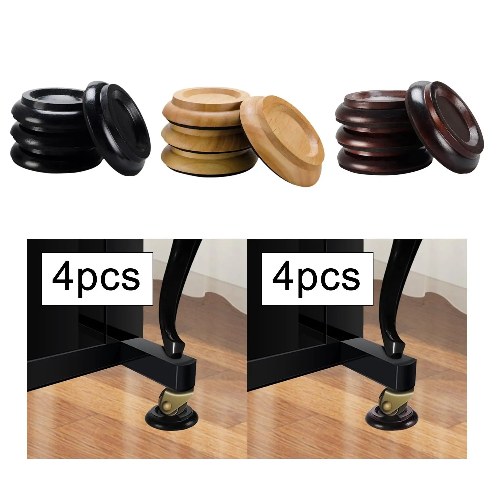 4x Piano Caster Cups Accs Anti Noise Wooden Protection Floor Sturdy Non Slip Parts Support Grand Piano Caster Cups Foot Pads