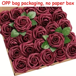 Elegant Artificial Rose Set - 25pcs for DIY Bouquets and Home Décor (Burgundy)