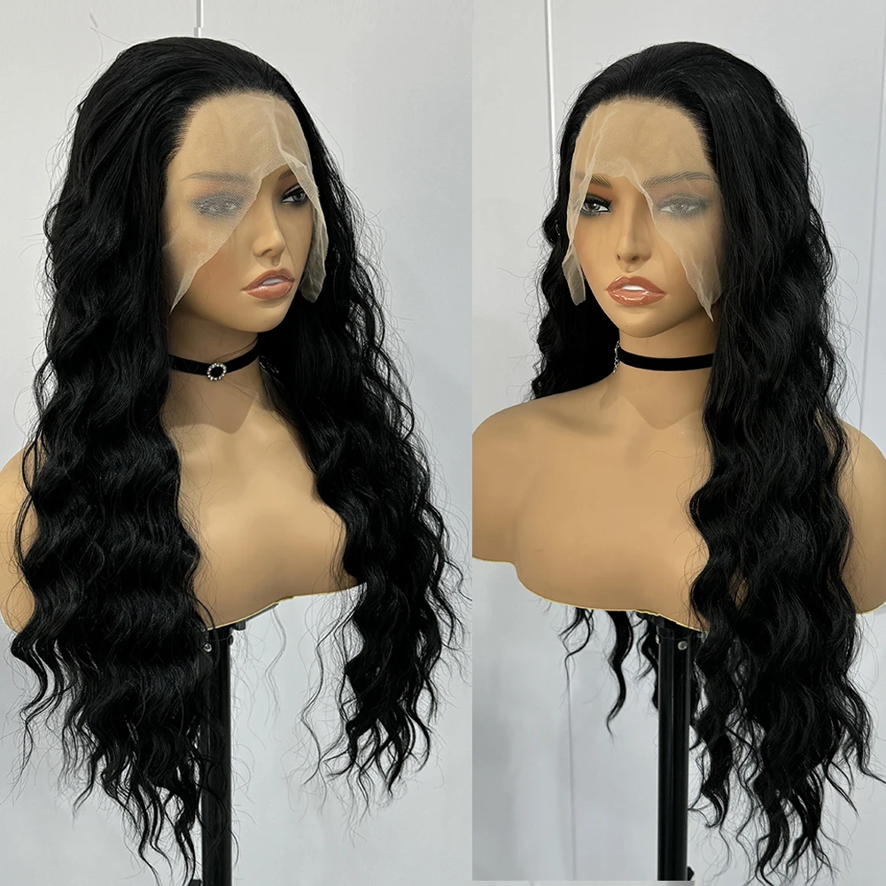 Lace Front Wig Synthetic Hair Wigs Synthetic Lace Front Wigs For Women Black Loose Curly Cosplay Wig Long Hair Role Play Wig Lace Front Natural Hairline Glueless