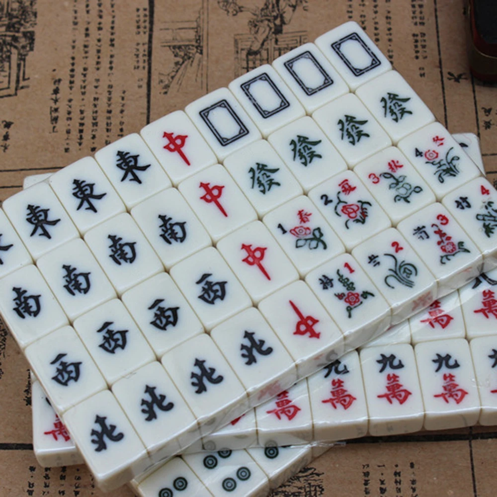 Chinese Mahjong Game Set, e Dices Tile Rulers Jogo de Tabuleiro Mini Mahjong  Set com Mesa